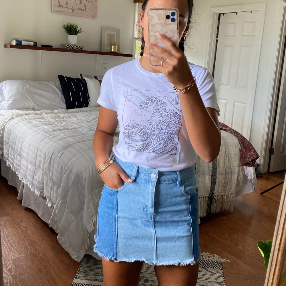 PacSun Patches Denim Skirt